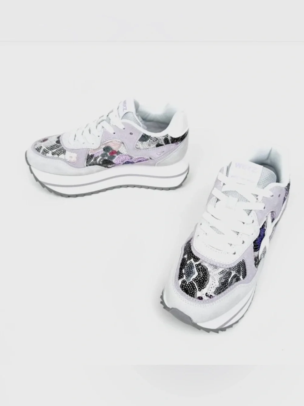 NWT W6yz Wizz Deva Grey Lilac Platform Sneakers Women Sz 7,5 - Picture 3 of 13